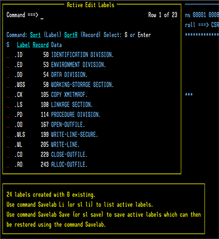 Active Edit Labels