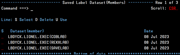 Saved Label Dataset