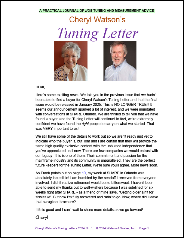 Cheryl Watson's Tuning Letter Cover